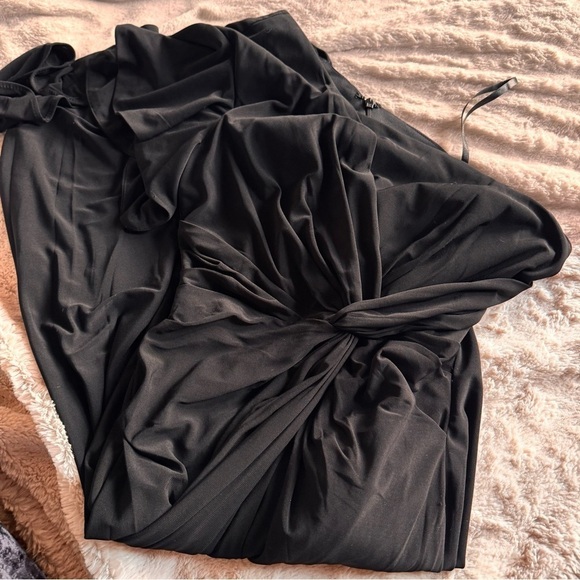 MAC DUGGAL NEW One Shoulder Ruffle Pleated Mini Midi Jersey Dress Size 4 NWT - Picture 13 of 14